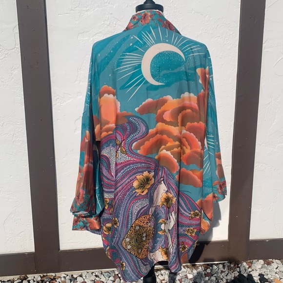 New Gorgeous Bohemian Mixed Floral Print Kimono Cardigan Jacket Robe - Picture 7 of 13